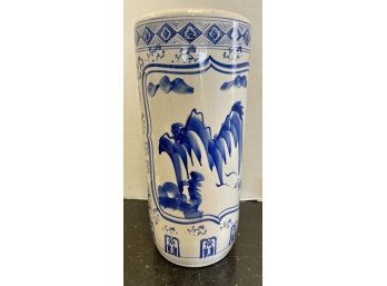 Vintage Chinese Blue And White Umbrella Stand