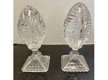 Rare Pair Of Crystal Finials, Bookends, Paperweights