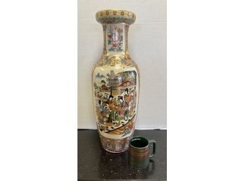 Magnificent Asian Chinoiserie Porcelain 24' Japanese Vase Urn Vessel