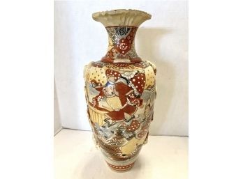 Rare 19th C. Antique Hand Painted Satsuma Ceramic Vase Urn Vessel