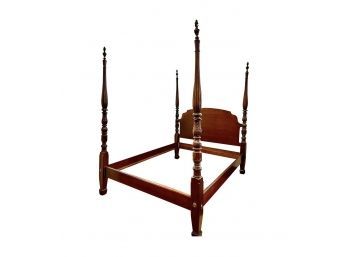 Ethan Allen Carved Mahogany Four Poster Queen  Bed