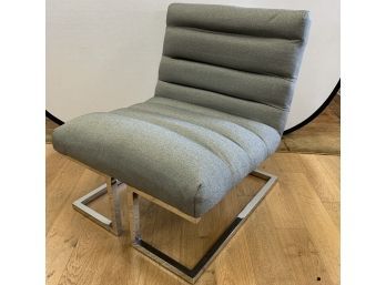 Sleek Milo Baughman Thayer Coggin Mid Century Polished Chrome Lounge Chair Newly Upholstered