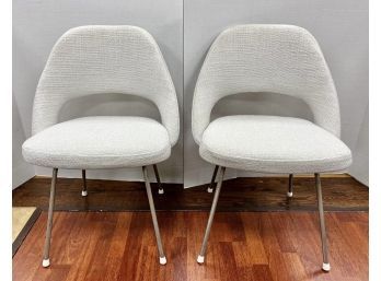 Mid Century Saarinen Upholstered Chairs With Steel Tubular Legs