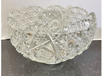 Antique Cut Glass Crystal Punch  Bowl