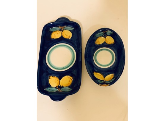 Two Handpainted Serving Dishes, Positano Italy 11'