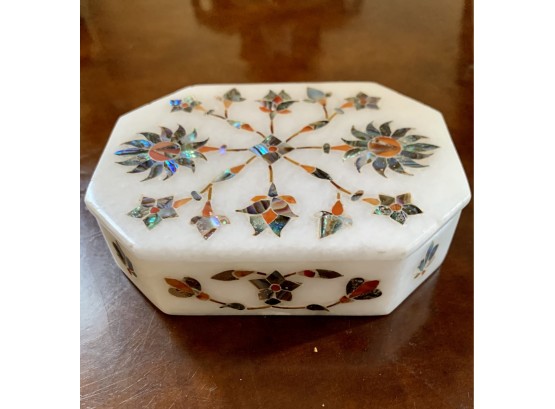 Diminutive Petite Floral Alabaster Box