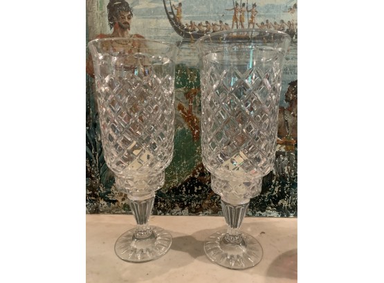 Spectacular Antique Pair Of Crystal Hurricanes