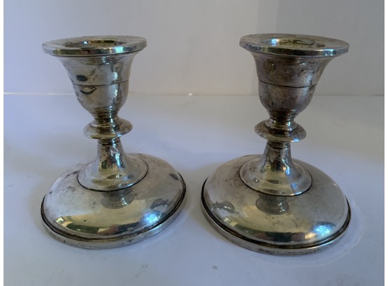 Pair Of Weighted Sterling Silver Hallmarked Candlesticks