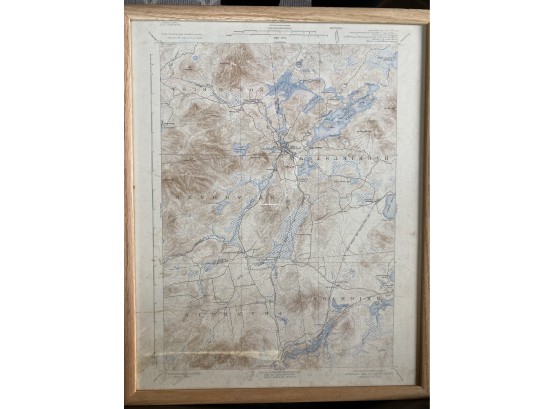 Rare Antique Framed Geological Survey Map From Saranac Quadrangle