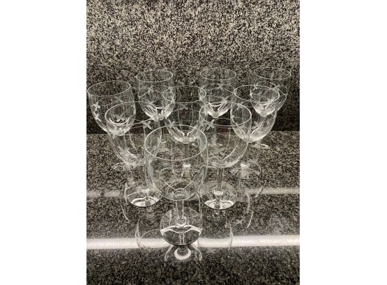 Fabulous Set Of 9 Etched Wine Glasses By Princess House