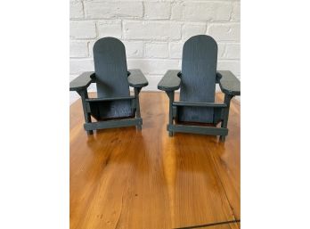Pair Of Miniature Wooden Adirondack Chairs