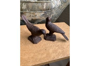Antique Pair Of Collectible Cast Iron Birds