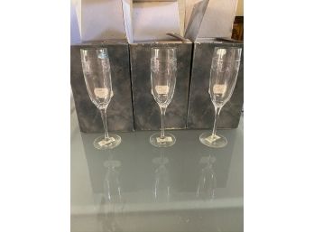 Stunning Set Of 12 French Champagne Flutes  “valcenis” By Durand