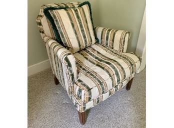 Vintage Mid Century Cream Gold And Green Upholstered Chair