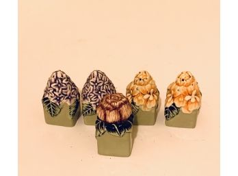 Set Of Five Collectible Petite Porcelain Flower Salt And Pepper Shakers