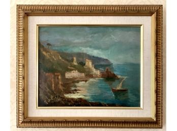 Stunning Original Oil Painting Of Italian Coastline