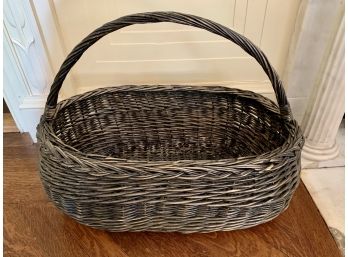 Large French Antique Wicker Basket 28'W