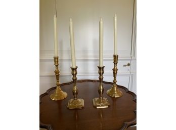Grand Set Of Two Pairs Of Brass Candlesticks