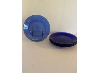Magnificent Color Scheme Set Of 6 Cobalt Blue Etched Rim Salad Or Dessert Plates