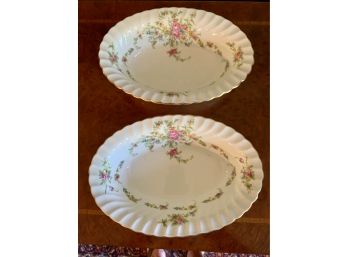 Only The Best, Pair Of Signed Minton Fine China Serving Oval Bowls