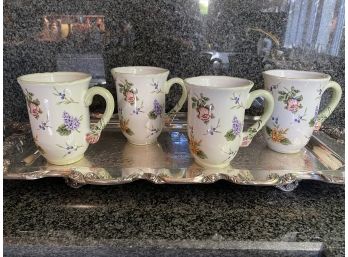 Set Of  4 Princess House Matching “Vintage Garden” Coffee Mugs