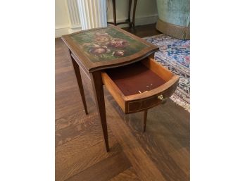 Antique Mahogany Tea Table With Flowered Top