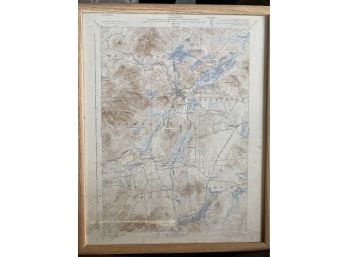 Rare Antique Framed Geological Survey Map From Saranac Quadrangle