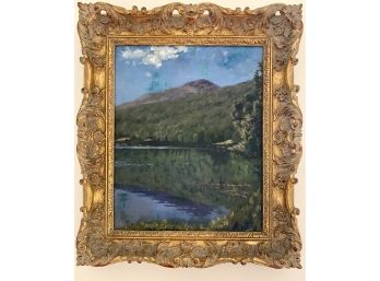 Hudson River Original Oil Painting In Giltwood Frame Signed By Artist Ben Foster