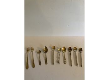 Antique Collectible Lot Of Diminutive Silver Plate Spoons & Forks