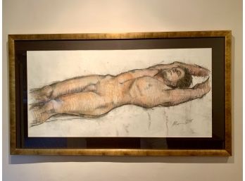 Original Large Pastel Art Of Male Nude By Listed Artist Alison Hill Five Feet Wide