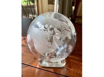 Crystal  World Globe Paperweight