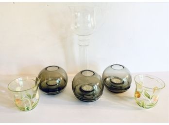 Mid Century Set Of 6 Various Glass Votive Candleholders Three Are Holmgaard Holmgard