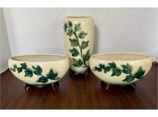 Collectible Set Of Three Pieces American Pottery, Vase, Two Planters