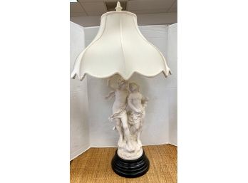 Large Scale Neoclassical Bisque Figural Table Lamp