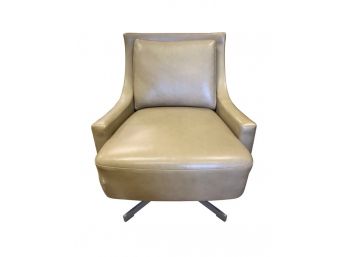 Barbara Barry Taupe Leather Swivel Chair