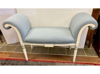 Neoclassical White Painted Scroll Bench