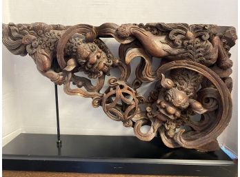 Chinese Intricately Carved  Dragon Sculpture Mounted On Base