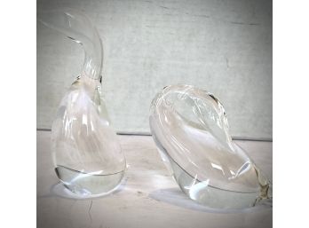 Pair Of Steuben Signed Glass Figurines