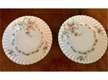 Exceptional Pair Of Minton Fine China Luncheon Plates Mint Condition