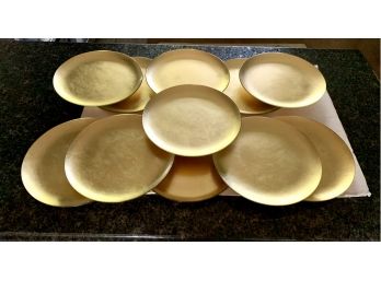 Lot Of 10 Heavy Gilt Glass Gold Charger Plates 13” Diameter