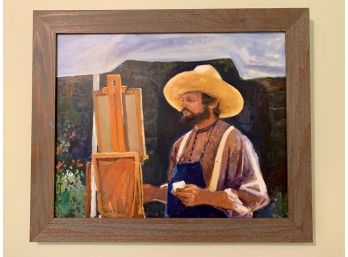 Signed Painting Of Painter By Listed Artist Driscoll Signed On Bottom