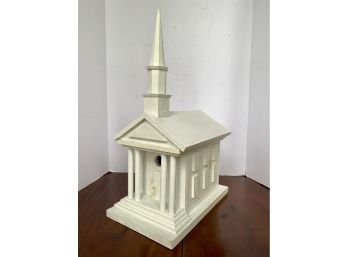 Handcrafted White Church Birdhouse