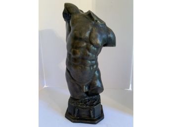 Mid Century Brutalist Metal Sculpture Of Male Nude