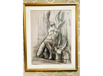 Signed Charcoal Drawing Of Male Nude I