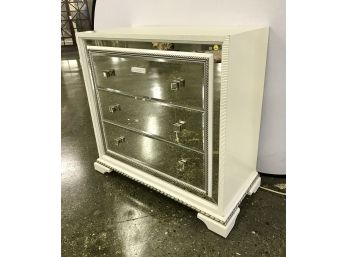 Connecticut Home Interiors Mirrored Dresser With White Faux Leather - DELIVERY AVAILABLE