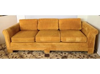 DELIVERY AVAILABLE - Mid Century Century Furniture Sofa With Hermes Orange Color Upholstery Second Of Two