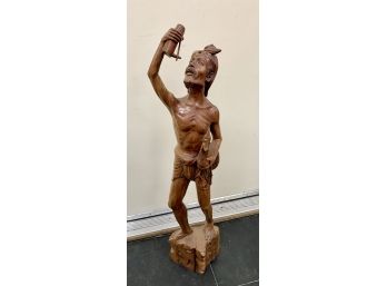 Carved Wood Sculpture Statue Igarot Hunter Man Statue
