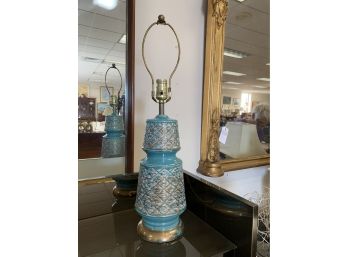 Mid Century Modern 1970's Turquoise Porcelain Lamp