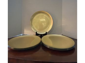 Lot Of 8 Heavy Gilt Glass Gold Charger Plates 13” Diameter The Ultimate Holiday Gift!