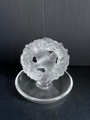 Signed Lalique Crystal Pax Pin/Ring Dish